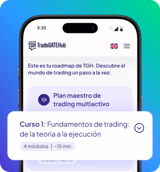 Trading Academy mobile application showing educational content and trading tools